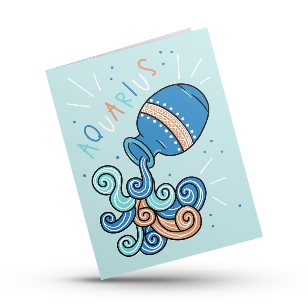 Aquarius Zodiac Birthday Card - Hustle & Hope